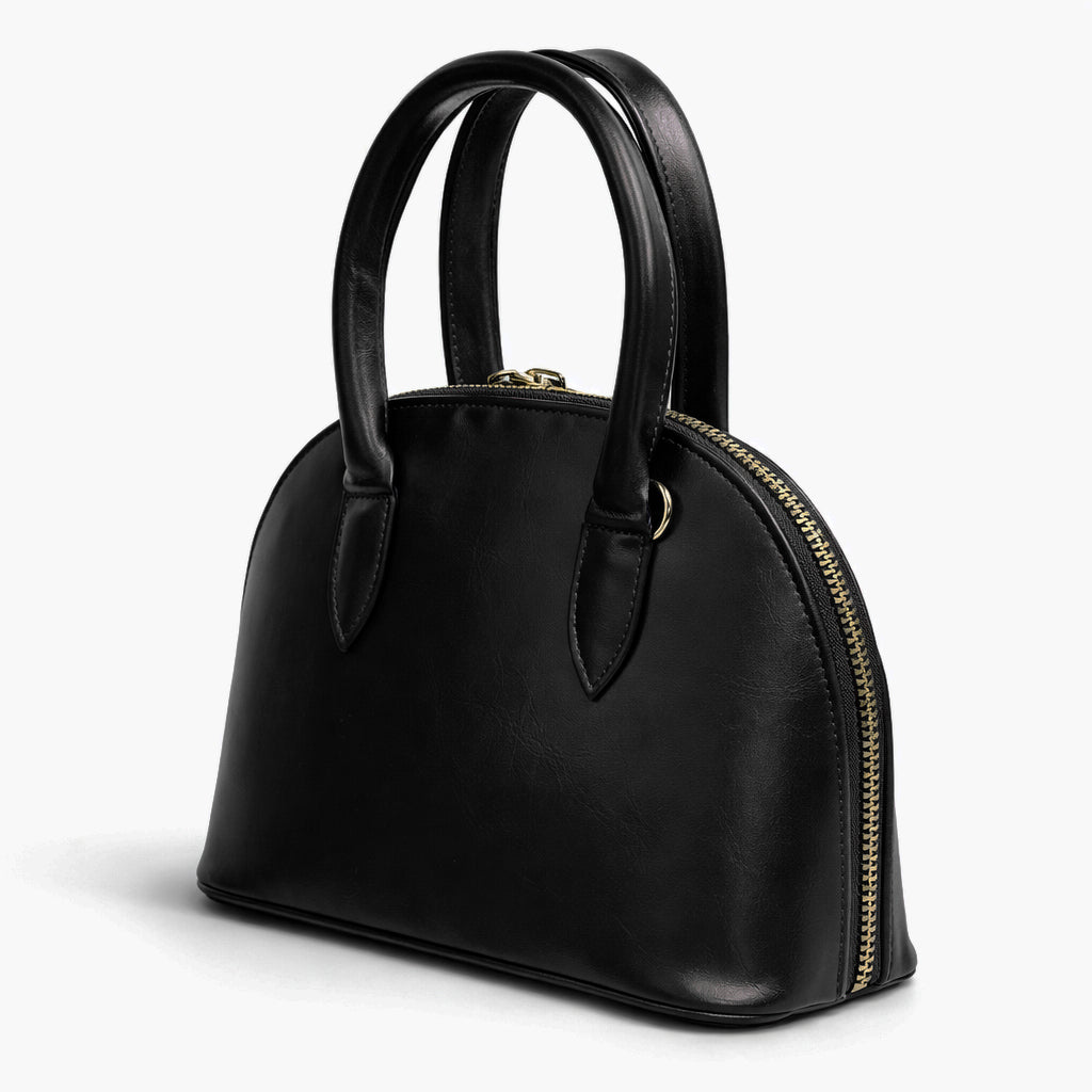 Classic "Dom" women's handbag in premium leather - with gold accents, featuring a top handle and adjustable shoulder strap - perfect for special occasions and work
