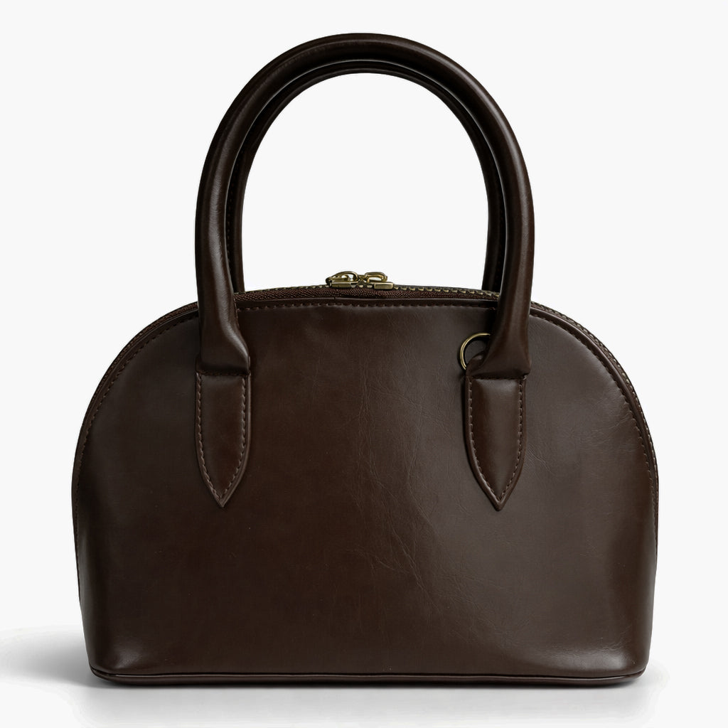 Classic "Dom" women's handbag in premium leather - with gold accents, featuring a top handle and adjustable shoulder strap - perfect for special occasions and work