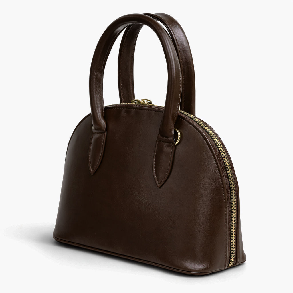 Classic "Dom" women's handbag in premium leather - with gold accents, featuring a top handle and adjustable shoulder strap - perfect for special occasions and work