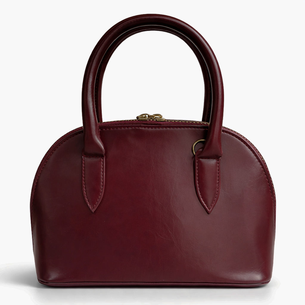 Classic "Dom" women's handbag in premium leather - with gold accents, featuring a top handle and adjustable shoulder strap - perfect for special occasions and work