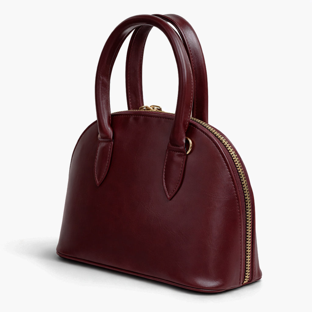 Classic "Dom" women's handbag in premium leather - with gold accents, featuring a top handle and adjustable shoulder strap - perfect for special occasions and work