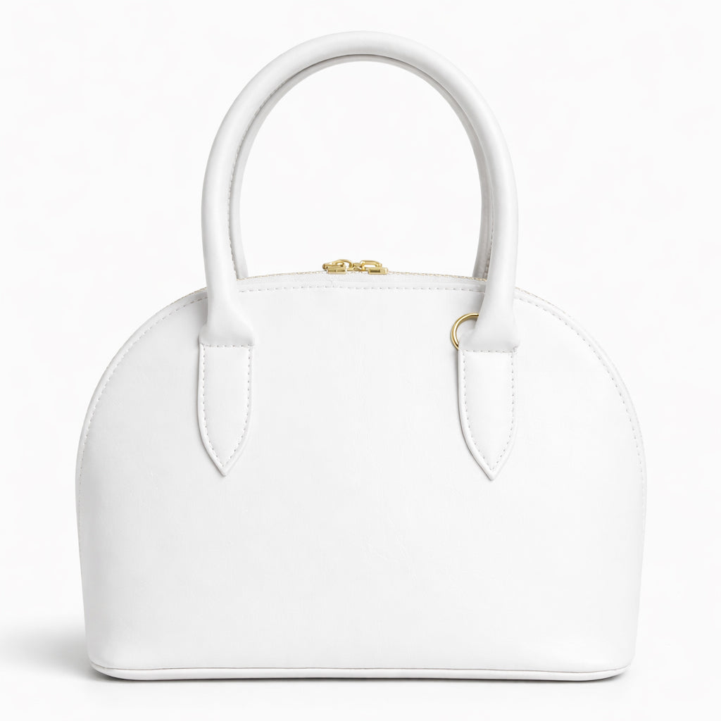 Classic "Dom" women's handbag in premium leather - with gold accents, featuring a top handle and adjustable shoulder strap - perfect for special occasions and work
